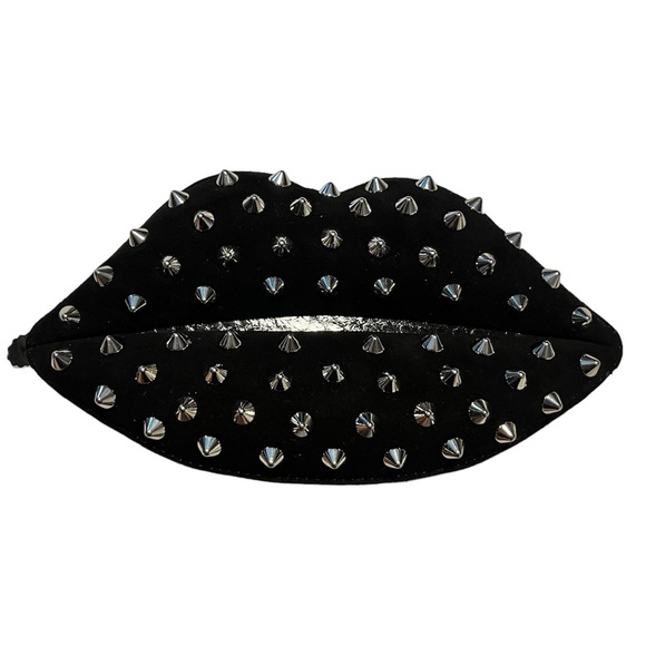 ✨LULU GUINNESS✨Black Studded Snake Lip Clutch Bag - Picture 6 of 12